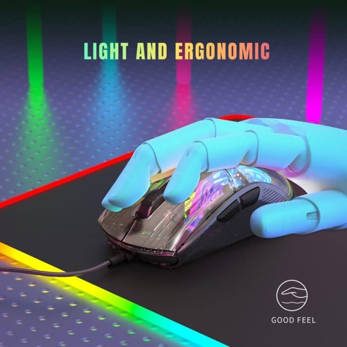 X400 7-Tasten-Gaming-Maus, transparent, RGB, kabelgebunden – Bild 9