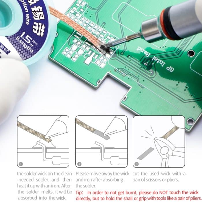 QianLi 1,5 m x 2,0 mm rückstandsarmer, antistatischer, starker Zinnabsorptionsdraht aus reinem Kupfer, 1pcs, 5pcs – Bild 7