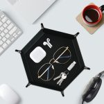 Sechseckige Desktop-PU-Aufbewahrungsbox für Kleinigkeiten, 7 inch – Bild 6