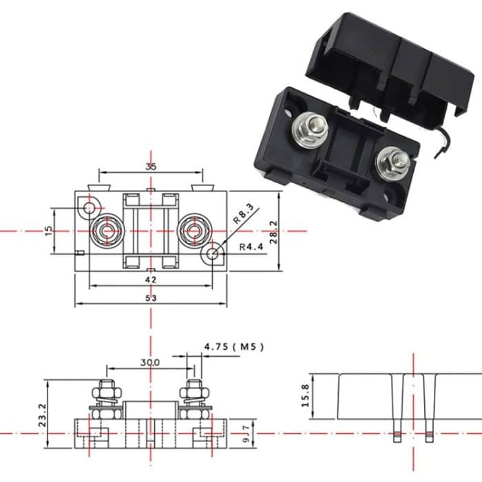 4 in 1 ANS-H Auto-Sicherungshalter-Sicherungskasten, 30A, 40A, 50A, 80A, 100A, 120A, 150A – Bild 5
