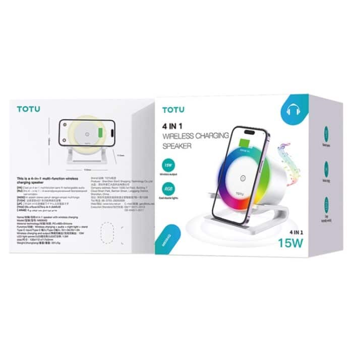 TOTU M6064Q 4-in-1-Multifunktions-Bluetooth-Lautsprecher mit kabelloser Aufladung, M6064Q – Bild 7