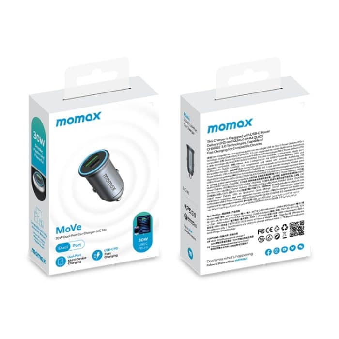 MOMAX UC18 30W Dual Port QC3.0 Auto-Schnellladegerät – Bild 10