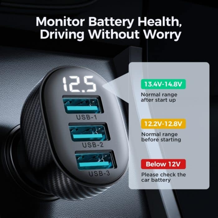 JOYROOM JR-CCD03 3,4 A 3 x USB-Anschlüsse Digitalanzeige-Autoladegerät, JR-CCD03 – Bild 5