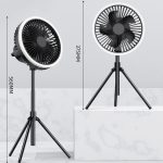 DQ216 10000 mAh Tragbarer Campingventilator mit anhebbarem Schwenkkopf für den Außenbereich, hängendes vertikales buntes Licht mit Fernbedienung, DQ216 (Avocado Green), DQ216 (Black), DQ216 (Khaki) – Bild 2