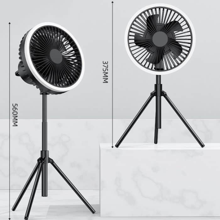 DQ216 10000 mAh Tragbarer Campingventilator mit anhebbarem Schwenkkopf für den Außenbereich, hängendes vertikales buntes Licht mit Fernbedienung, DQ216 (Avocado Green), DQ216 (Black), DQ216 (Khaki) – Bild 2