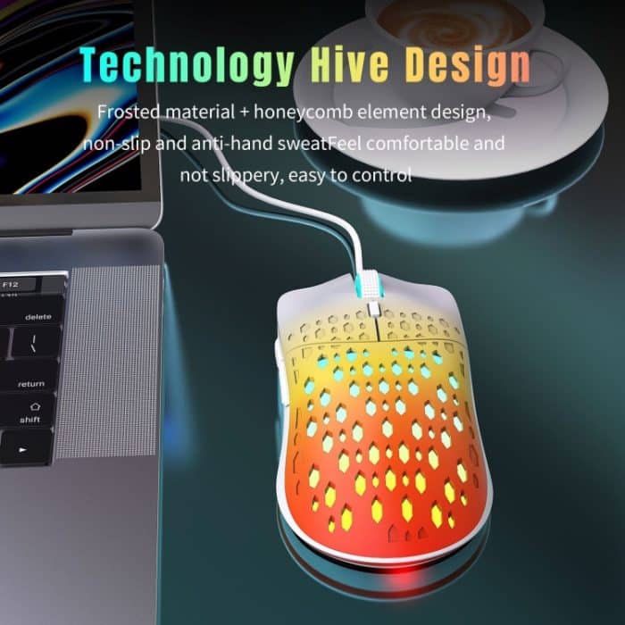 HXSJ S500 3600DPI bunt leuchtende kabelgebundene Maus, Kabellänge: 1,5 m – Bild 9