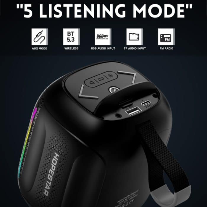 HOPESTAR Party 300mini IPX5 Wasserdichter tragbarer Bluetooth-Lautsprecher 360-Grad-Stereo-Außenlautsprecher – Bild 8