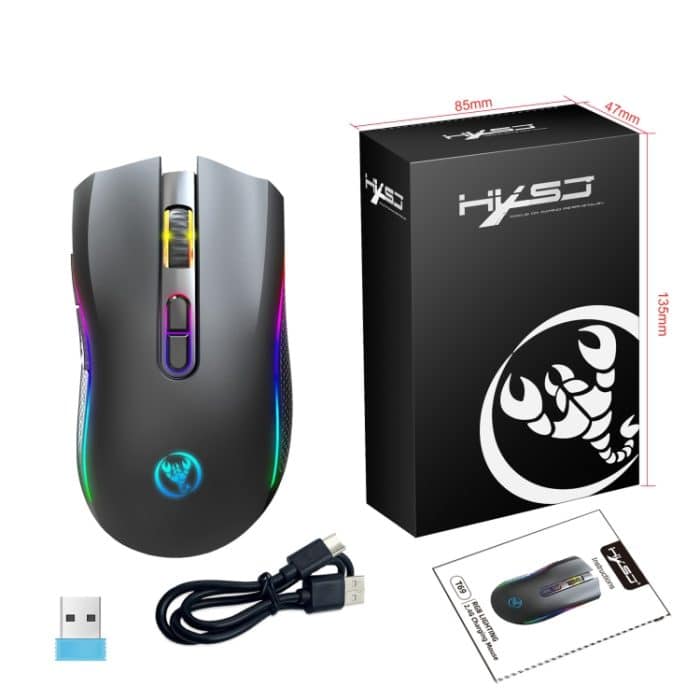 HXSJ T69 4800DPI RGB 2,4 GHz kabellose Maus, T69 – Bild 3