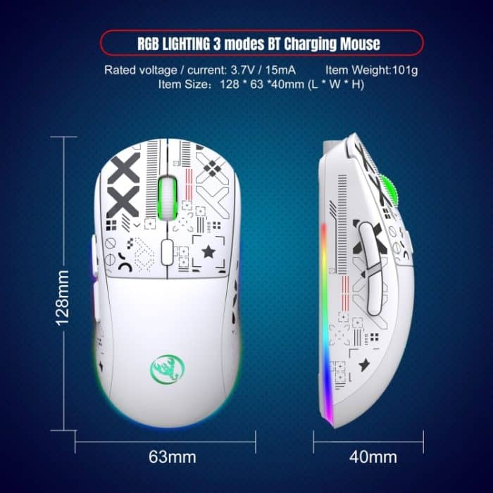 HXSJ T90 RGB Light Drahtlose Gaming-Maus mit drei Modi, T90 – Bild 2