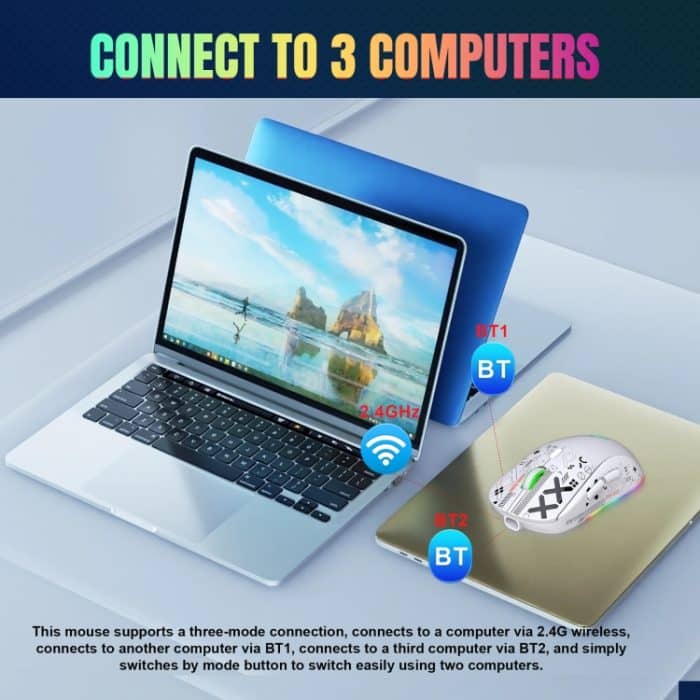 HXSJ T90 RGB Light Drahtlose Gaming-Maus mit drei Modi, T90 – Bild 4