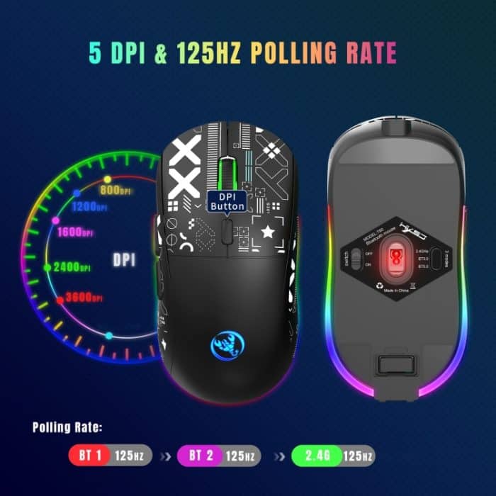 HXSJ T90 RGB Light Drahtlose Gaming-Maus mit drei Modi, T90 – Bild 8
