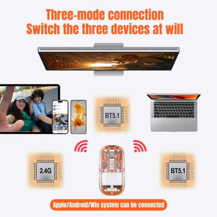 HXSJ T900 Transparente Magnet-Dreimodus-Wireless-Gaming-Maus – Bild 6