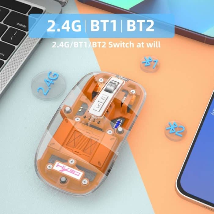 HXSJ T900 Transparente Magnet-Dreimodus-Wireless-Gaming-Maus – Bild 10