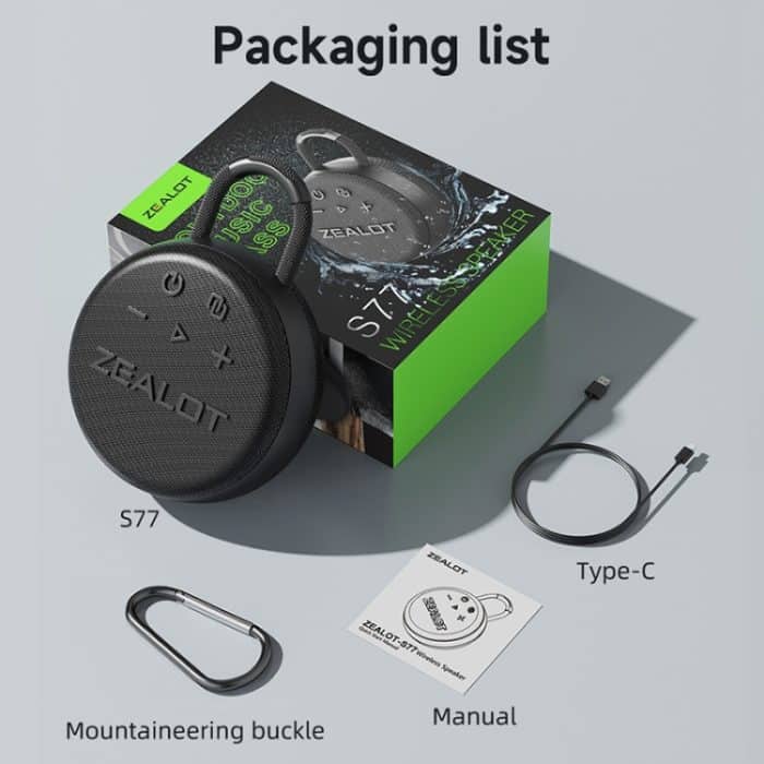 Zealot S77 IPX7 Wasserdichter tragbarer kabelloser Bluetooth-Lautsprecher, S77 – Bild 9