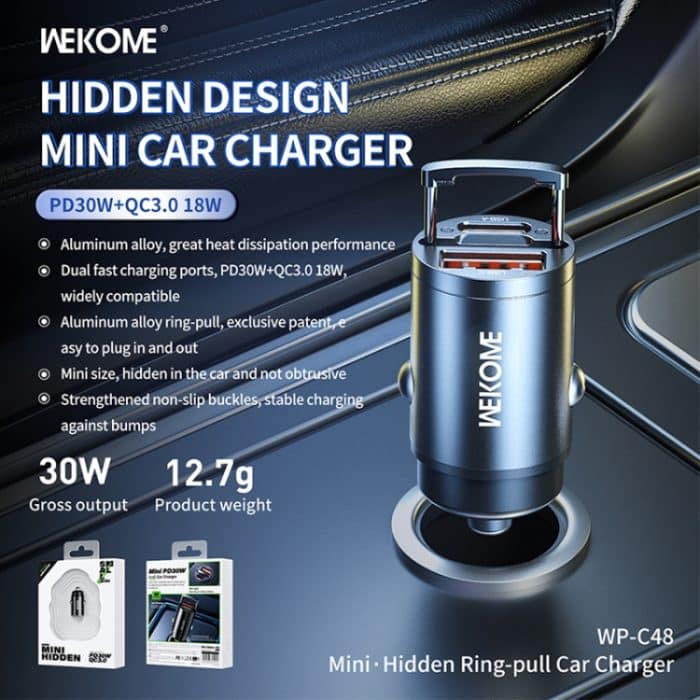WK WP-C48 Mini Invisible Pull Ring 30W USB + USB-C / Typ-C Autoladegerät, WP-C48 – Bild 3