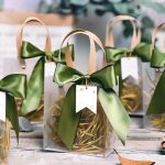 Geschenktüte, transparente Verpackung, grünes Band + Anhänger zum Aufhängen + Lafite-Gras, S, M, L – Bild 5