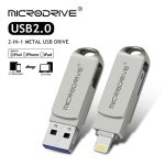 MicroDrive 2-in-1 Lightning + USB 2.0 tragbares USB-Flash-Laufwerk aus Metall, 8GB, 16GB, 32GB, 64GB, 128GB, 256GB, 512GB – Bild 2