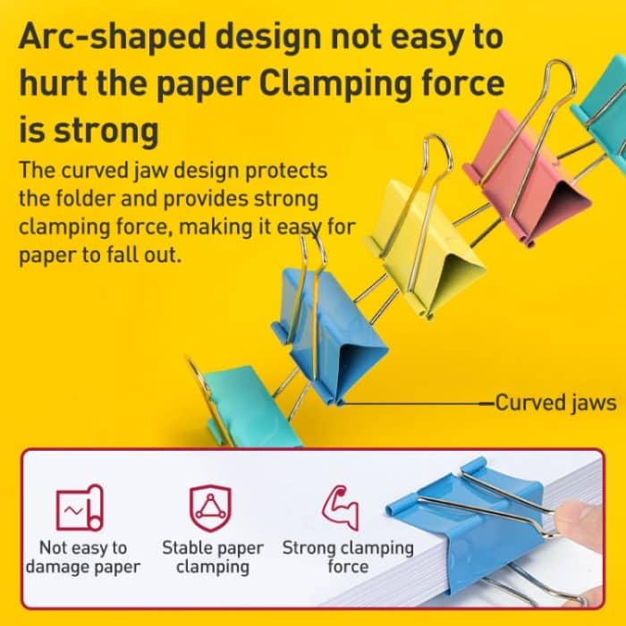 Deli bunter Binder-Clip, Geldschein-Clip, Schwalbenschwanz-Clip, Metall-Eisen-Geld-Clip, 15mm x 60pcs / Box, 19mm x 40pcs / Box – Bild 2