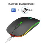 HXSJ T18 2.4GHZ 1600dpi Dual-Mode Licht emittierende drahtlose Maus USB + Bluetooth 5.1 Wiederaufladbar – Bild 3
