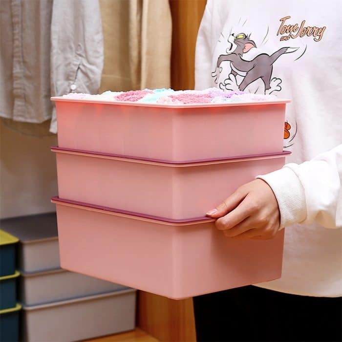 Aufbewahrungsbox für Unterwäsche in Kontrastfarbe, Kunststoff-Aufbewahrungsbox für BHs und Socken, Without Grid / Cover – Bild 5