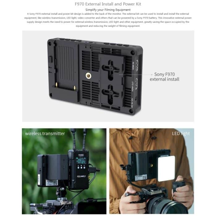 FEELWORLD F5 ProX 5,5 Zoll 1600nit hochheller Touchscreen DSLR-Kamera-Feldmonitor 4K HDMI F970 Installations- und Stromversorgungskit, F5 ProX – Bild 12