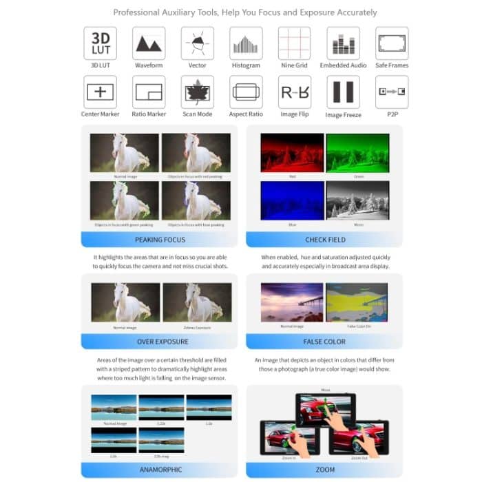 FEELWORLD F5 ProX 5,5 Zoll 1600nit hochheller Touchscreen DSLR-Kamera-Feldmonitor 4K HDMI F970 Installations- und Stromversorgungskit, F5 ProX – Bild 8