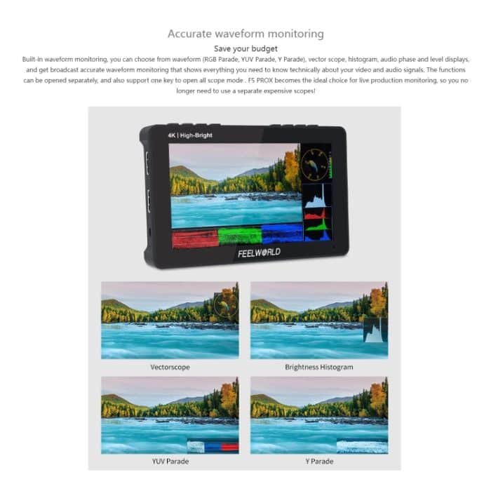 FEELWORLD F5 ProX 5,5 Zoll 1600nit hochheller Touchscreen DSLR-Kamera-Feldmonitor 4K HDMI F970 Installations- und Stromversorgungskit, F5 ProX – Bild 10