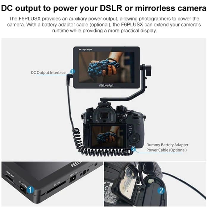 FEELWORLD F6 PLUSX 5,5 Zoll hochheller 1600nit Touchscreen DSLR-Kamera-Feldmonitor IPS FHD1920x1080 4K HDMI, F6 PLUSX – Bild 13