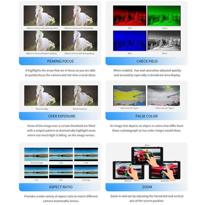 FEELWORLD F6 PLUSX 5,5 Zoll hochheller 1600nit Touchscreen DSLR-Kamera-Feldmonitor IPS FHD1920x1080 4K HDMI, F6 PLUSX – Bild 9