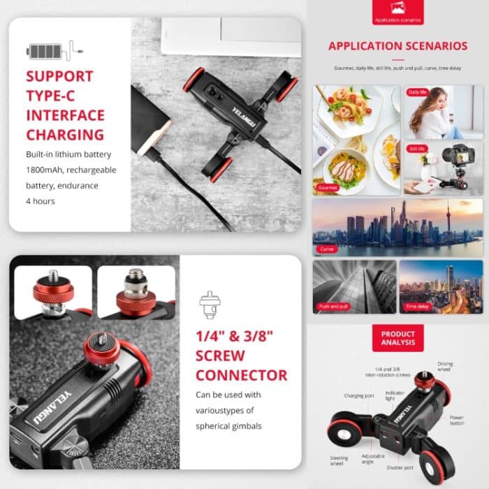 YELANGU L60ES YLG1847A-A 60 cm Spleiß-Gleitschiene mit L5i Dolly Car, YLG1847A-A 60cm – Bild 8