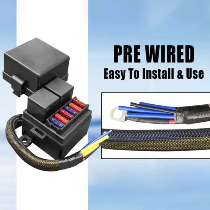 12V 4 Pin IP65 Wasserdicht Auto 6 Slots Modifiziertes Relais Sicherungskasten mit Kabelsatz – Bild 6