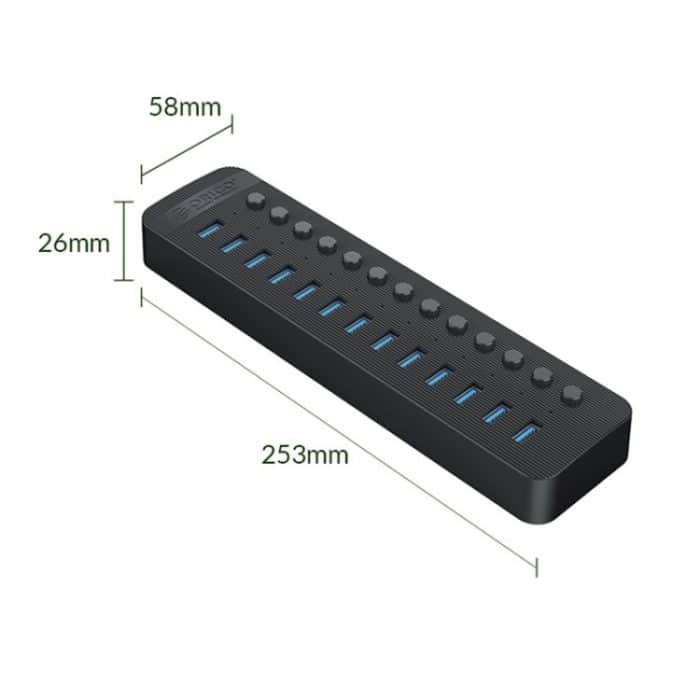 ORICO CT2U3-13AB Kunststoffstreifen 13 Ports USB 3.0 HUB mit einzelnen Schaltern, AU Plug, EU Plug, UK Plug, US Plug – Bild 14