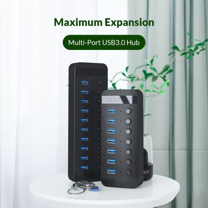 ORICO CT2U3-13AB Kunststoffstreifen 13 Ports USB 3.0 HUB mit einzelnen Schaltern, AU Plug, EU Plug, UK Plug, US Plug – Bild 2