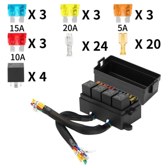Automodifizierter 12-Slot-Relais-Sicherungskasten mit Kabel, 12V 5 Pin, 12V 4 Pin – Bild 4
