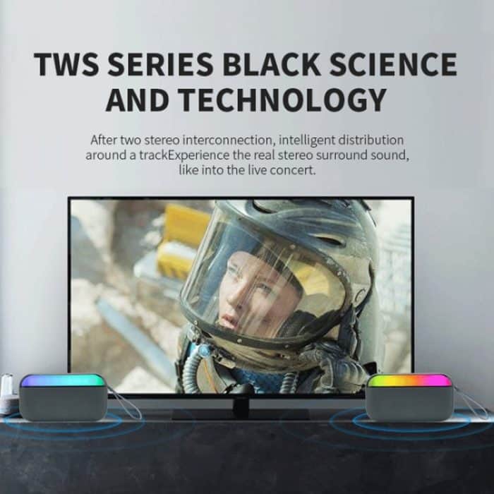 BS56 LED tragbarer Subwoofer TWS kabelloser Bluetooth-Lautsprecher – Bild 9