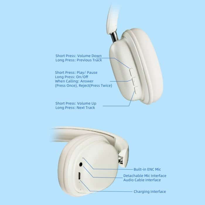 T1 faltbare Telefon-Audio-ENC-Rauschunterdrückung, kabellose Gaming-Kopfhörer mit Mikrofon, T1 – Bild 7