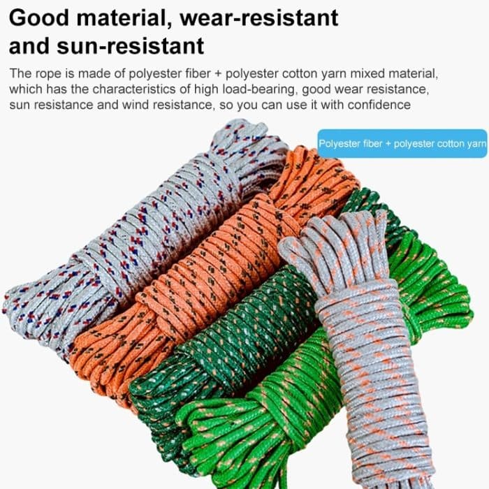 Dickes Nylonseil für den Außenbereich zum Aufhängen von Kleidung, zufällige Farbe, 5m, 20m – Bild 3