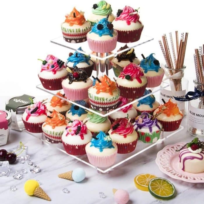 YX063 3-stufiger quadratischer Cupcake-Ständer aus Acryl – Bild 5