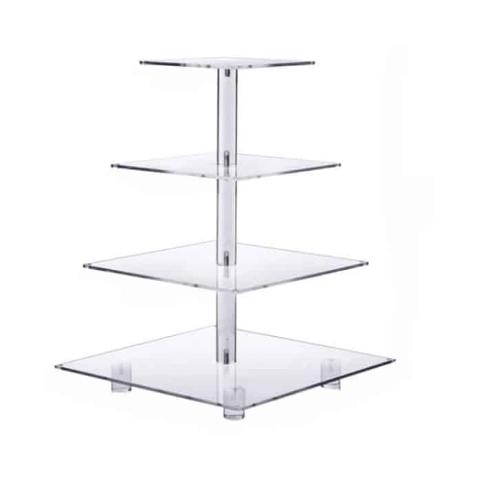 YX065 Quadratischer Cupcake-Ständer aus Acryl mit 4 Etagen – Bild 1