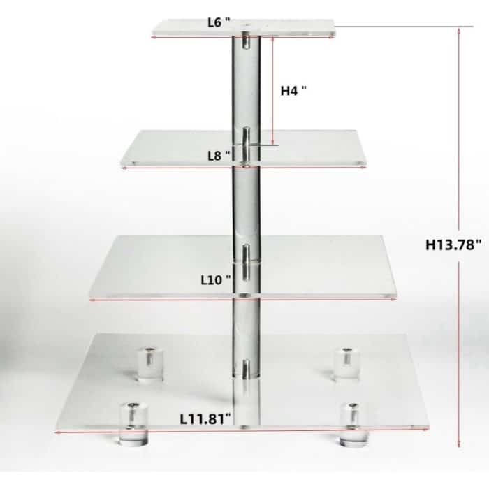YX065 Quadratischer Cupcake-Ständer aus Acryl mit 4 Etagen – Bild 2