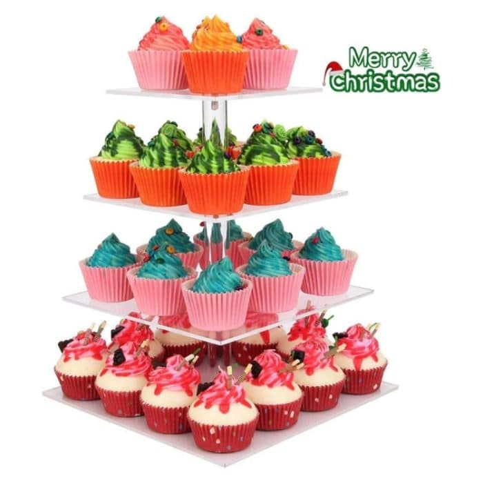 YX065 Quadratischer Cupcake-Ständer aus Acryl mit 4 Etagen – Bild 6
