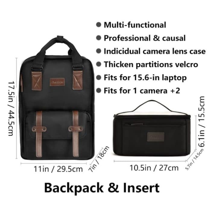 Cwatcun D78 Kamera Laptop Rucksack Tasche, With Detachable Insert Camera Case – Bild 6