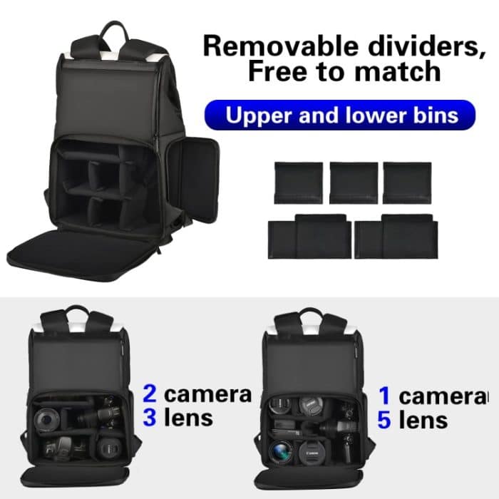 Cwatcun D79 Kamerarucksack, multifunktionale Kamera-Doppelschultertasche, 40.5 x 28 x 17.5cm Small, 43.5 x 30.5 x 18cm Large – Bild 4