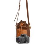 Cwatcun D82 Bundle Objektivtasche mit Kordelzug, PU-Kameratasche zum Umhängen