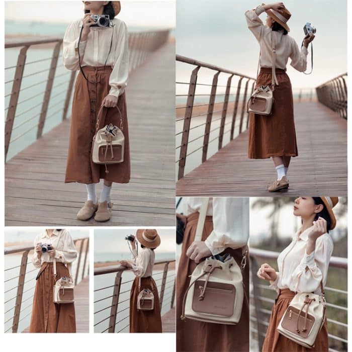 Cwatcun D82 Bundle Objektivtasche mit Kordelzug, PU-Kameratasche zum Umhängen – Bild 6