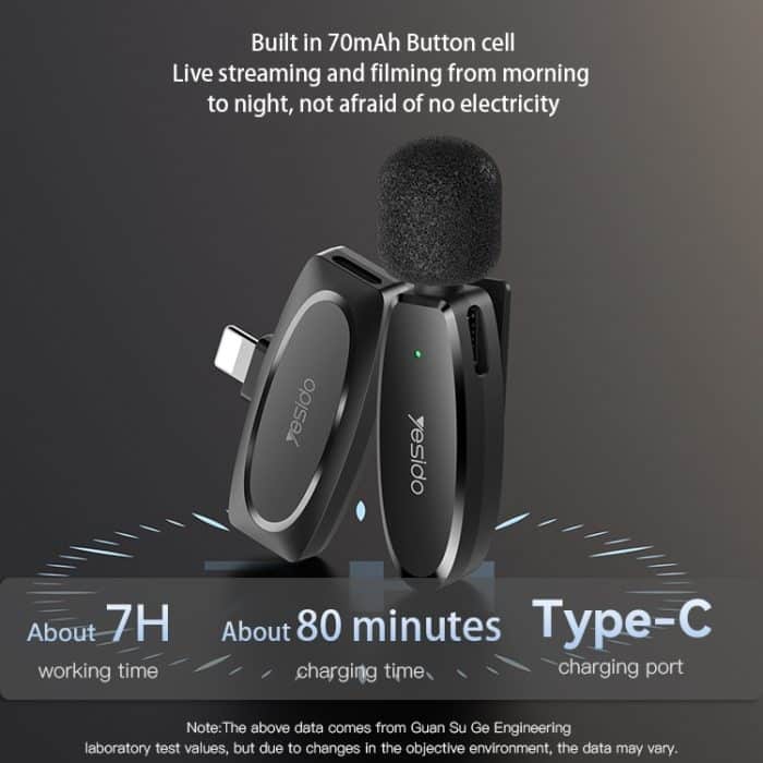 YESIDO KR11 Drahtloses Lavalier-Mikrofon mit geringer Latenz und Typ-C-Empfänger, KR11 – Bild 11