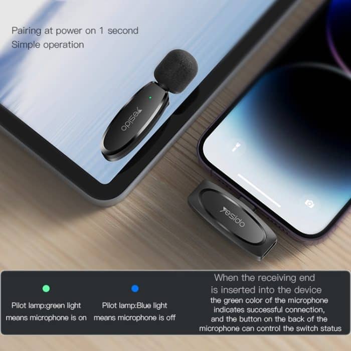 YESIDO KR15 Duales kabelloses Lavalier-Mikrofon mit niedriger Latenz und 3-in-1-Empfänger, KR15 – Bild 8