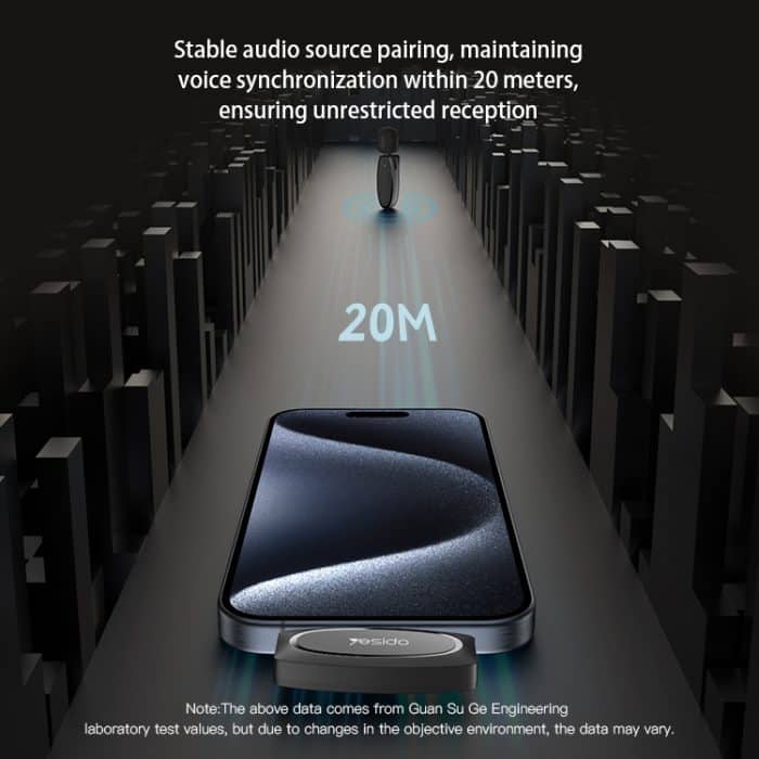 YESIDO KR15 Duales kabelloses Lavalier-Mikrofon mit niedriger Latenz und 3-in-1-Empfänger, KR15 – Bild 9