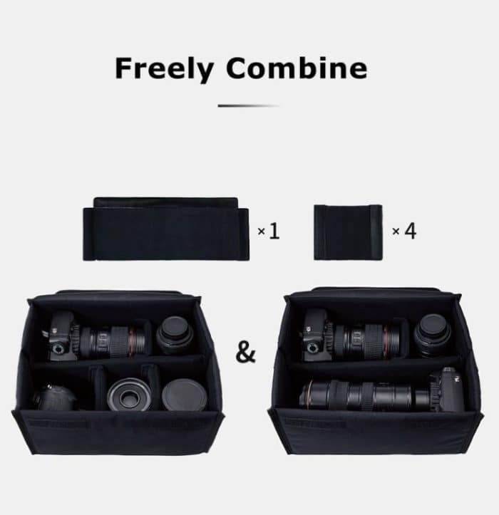 Cwatcun H80 Faltbare Innenkameratasche mit großem Fassungsvermögen, Fotoobjektivtasche, 22.5 x 18 x 13.5cm S, 30 x 19 x 15cm M, 34.5 x 19 x 26cm L – Bild 2