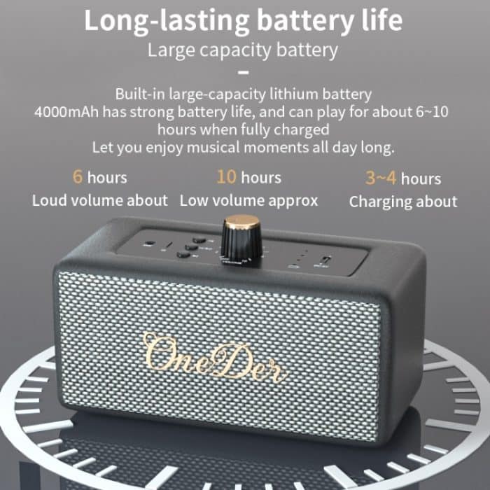 Oneder D3 Retro-Ledergehäuse, 30 W, Dual-Einheiten, kabelloser Bluetooth-Lautsprecher, D3 – Bild 6